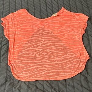 Vibrant Coral Zebra Print Blouse